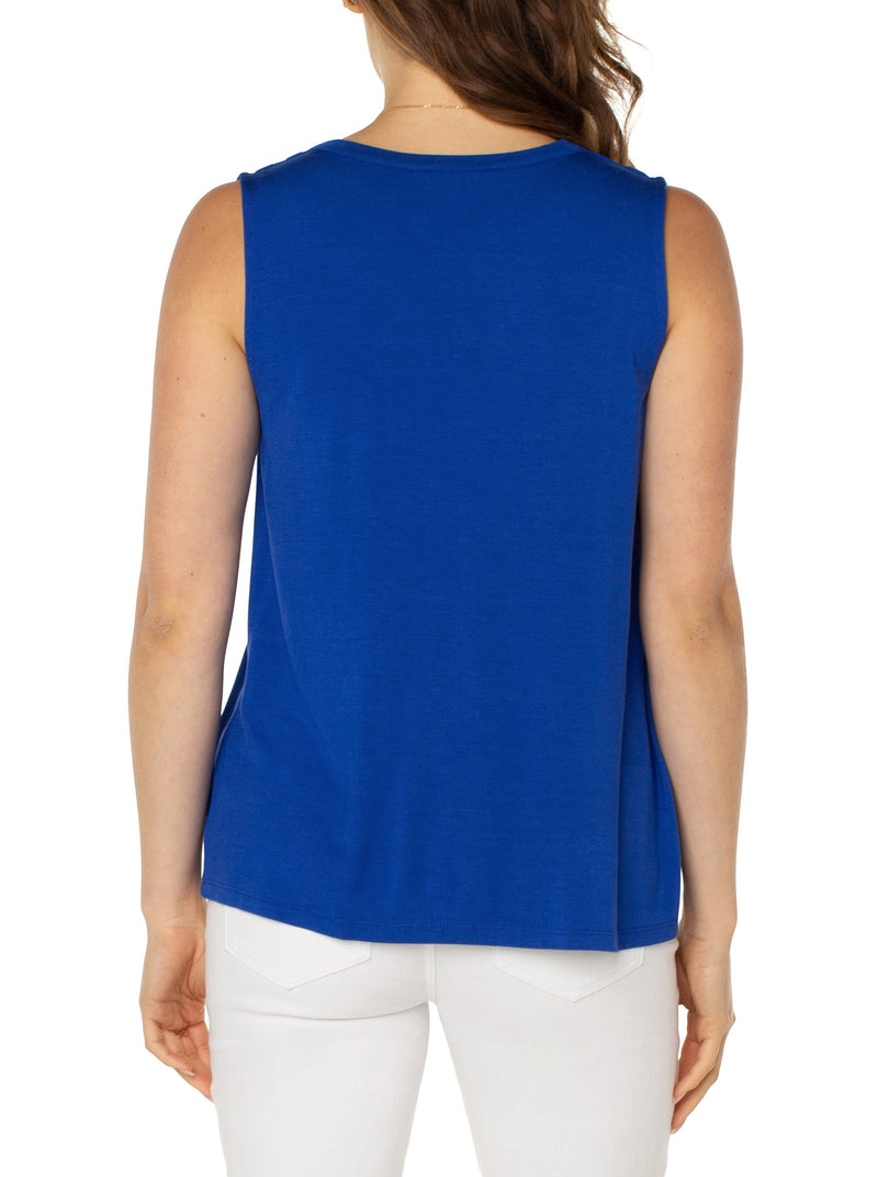 Sleeveless V-neck Knit Top - bombshell blue