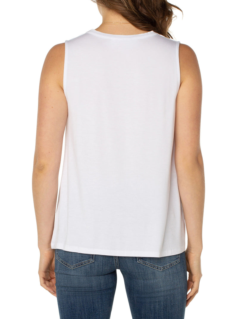Sleeveless V-neck Knit Top - white
