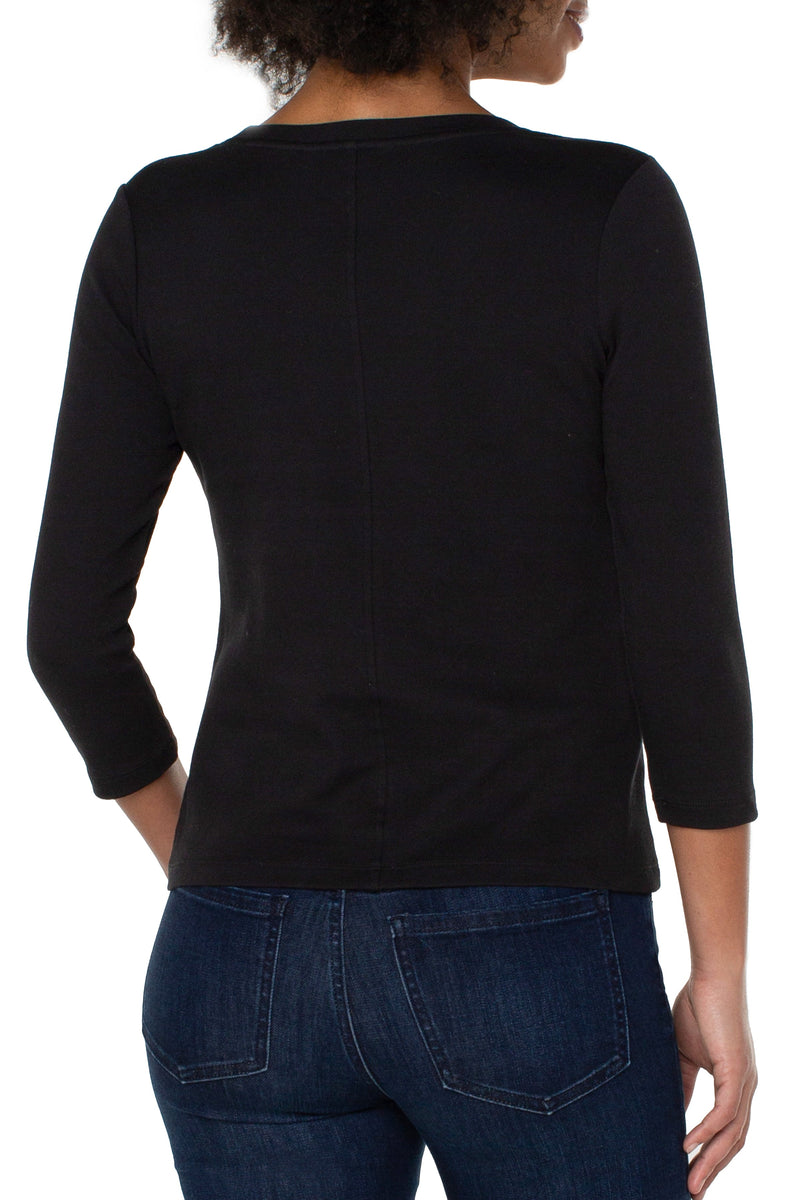 3/4 Sleeve Scoop Neck Knit Tee