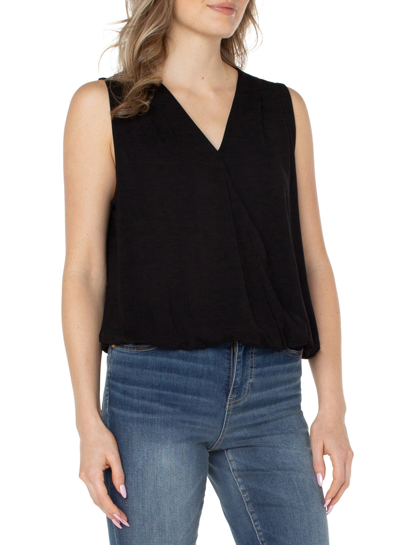 Sleeveless V-neck Drape Front Knit Top