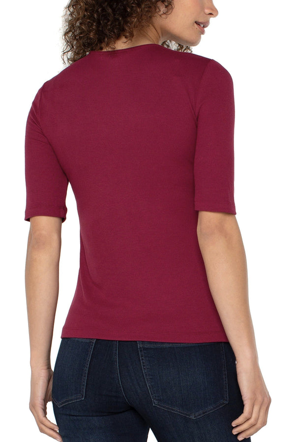 Double Layer V-Neck Rib Knit Top