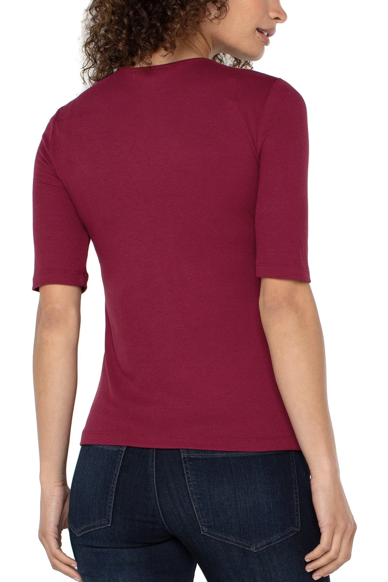 Double Layer V-Neck Rib Knit Top
