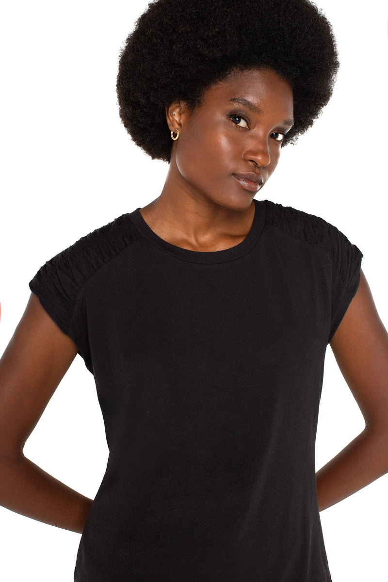 Smocked Shoulder Knit Top