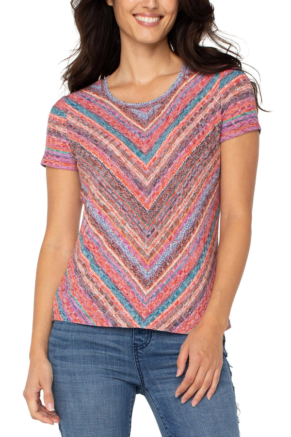 Paradise Stripe Short Sleeve Knit Top