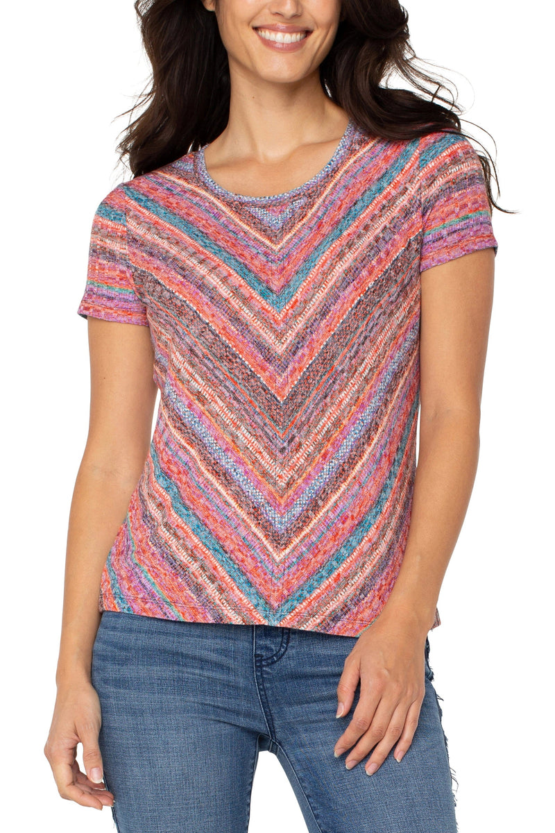 Paradise Stripe Short Sleeve Knit Top
