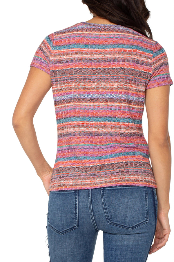 Paradise Stripe Short Sleeve Knit Top