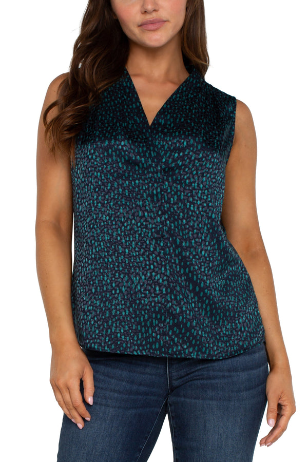 Dotted Sleeveless Blouse