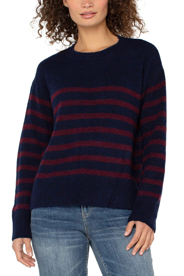 Striped Crewneck Drop Shoulder Sweater