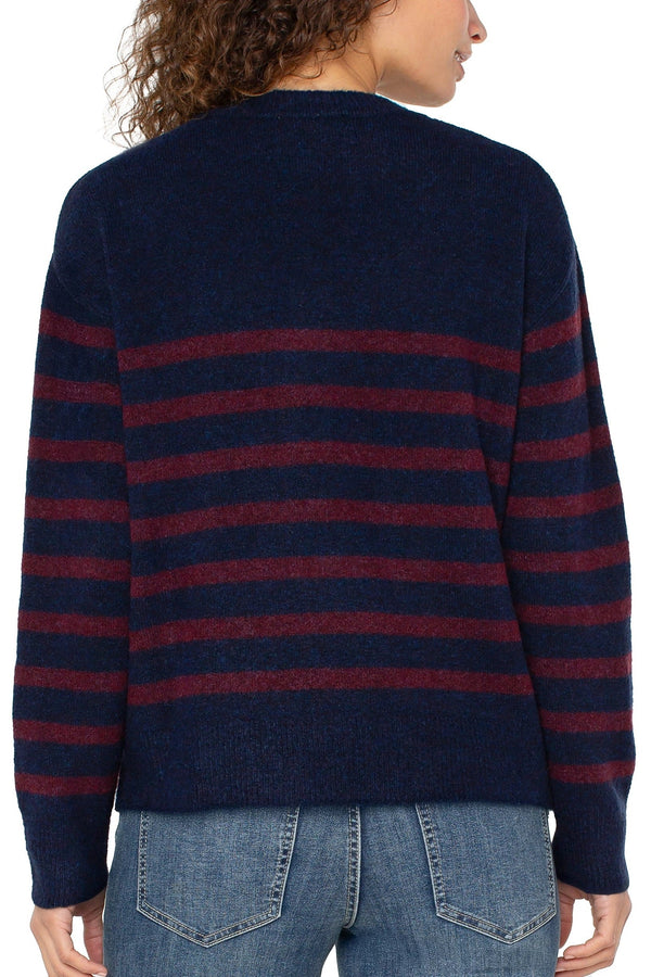 Striped Crewneck Drop Shoulder Sweater