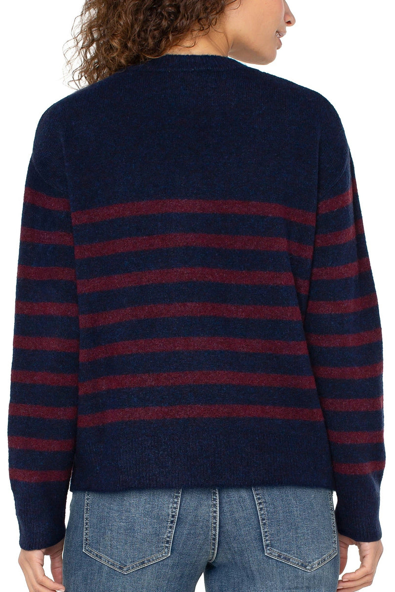 Striped Crewneck Drop Shoulder Sweater