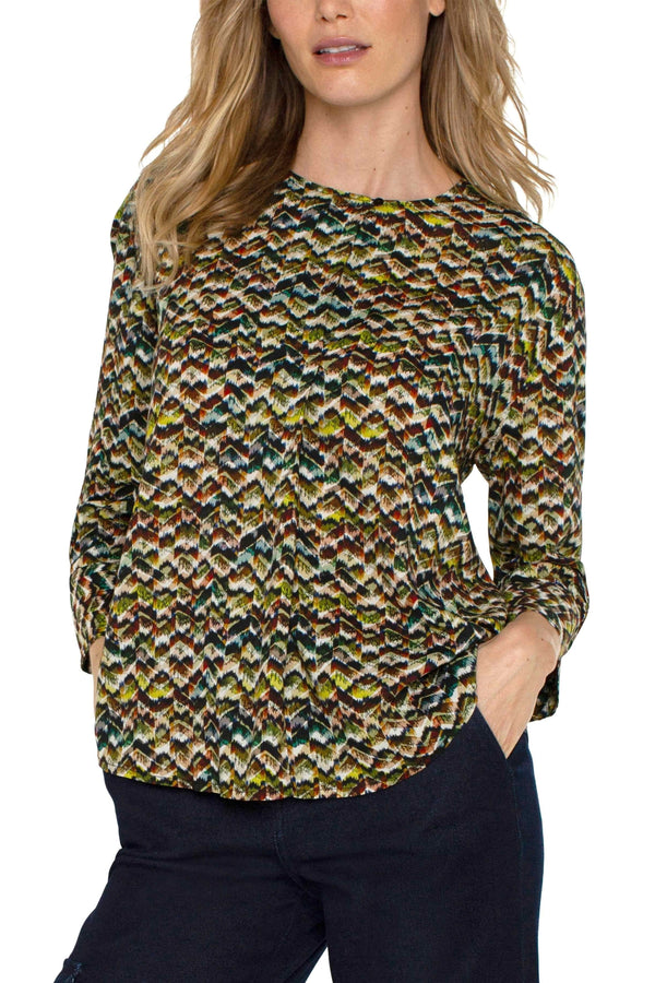 3/4-Sleeve Popover Woven Blouse