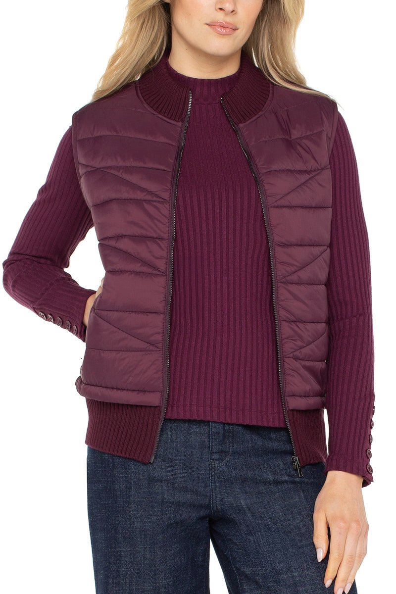 Quilted Full Zip Sweater Vest