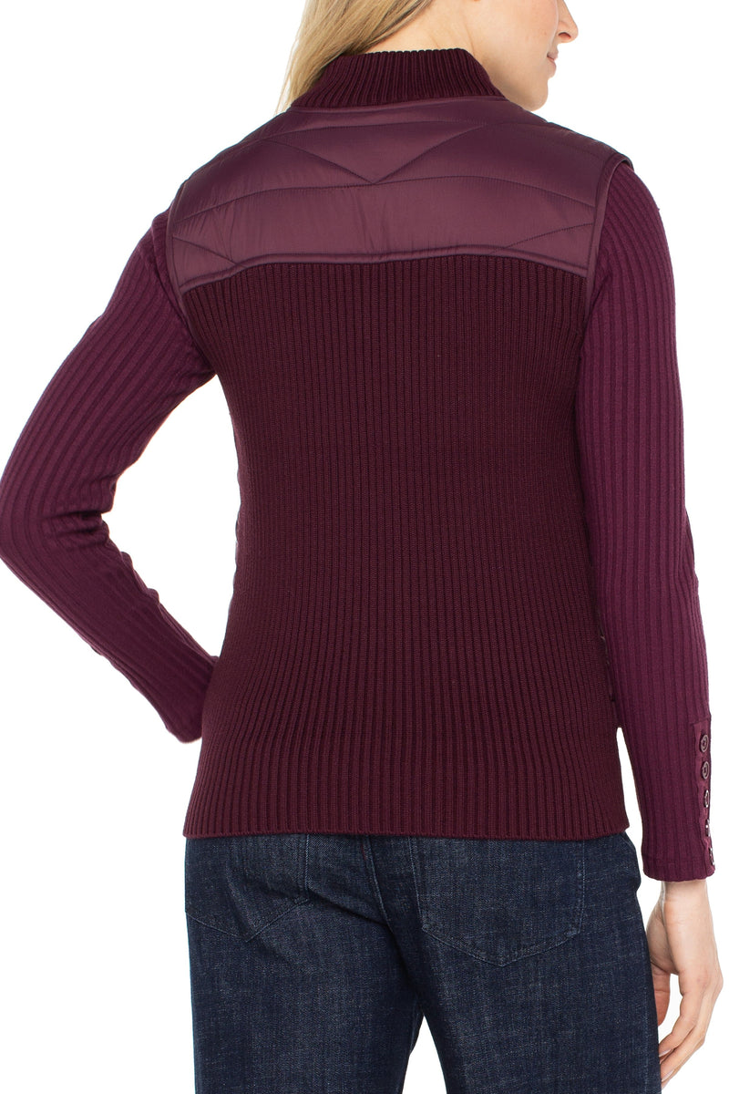 Quilted Full Zip Sweater Vest