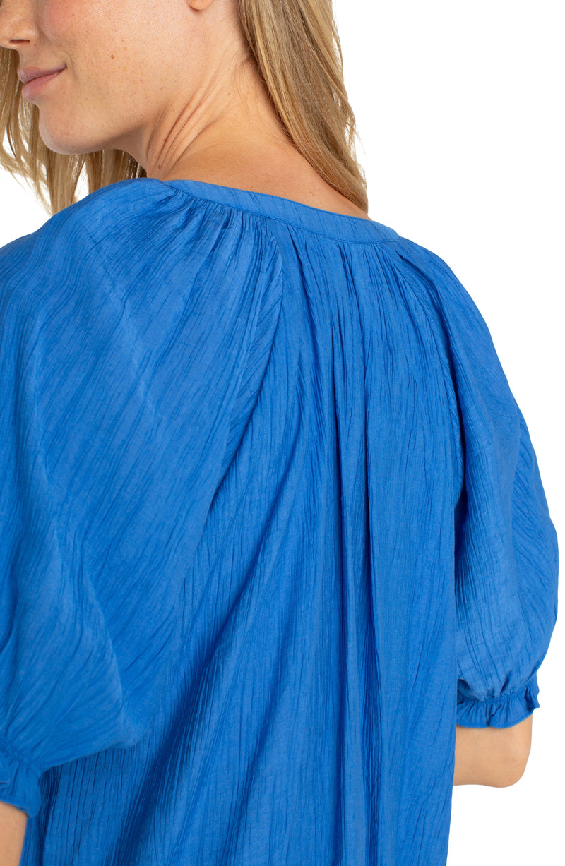 Puff Sleeve Half Placket Blouse