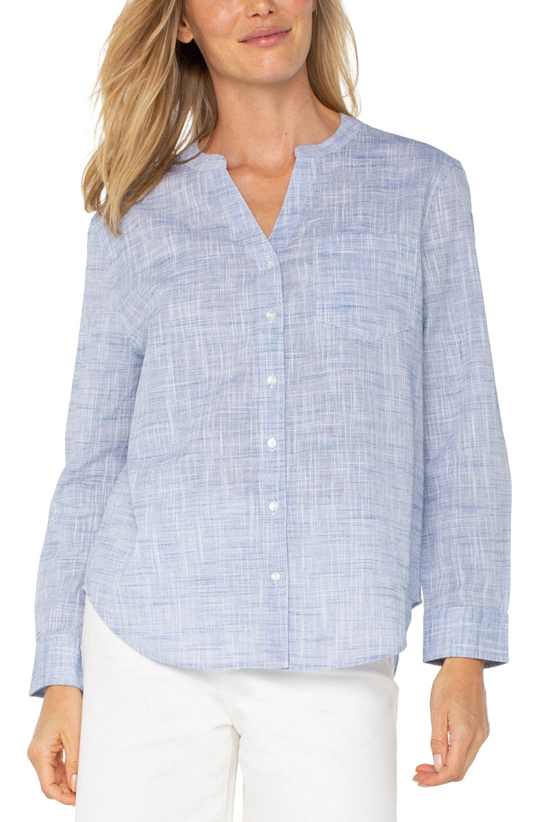 Crosshatch Button Front Woven Shirt