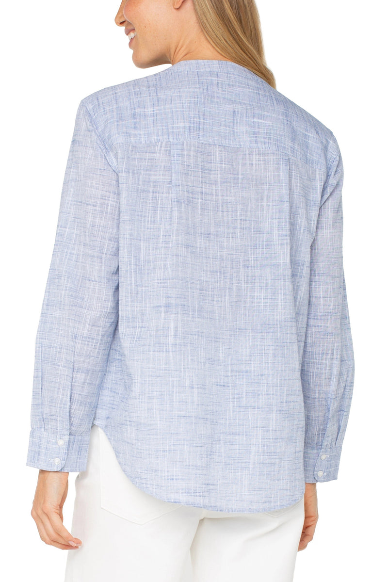 Crosshatch Button Front Woven Shirt