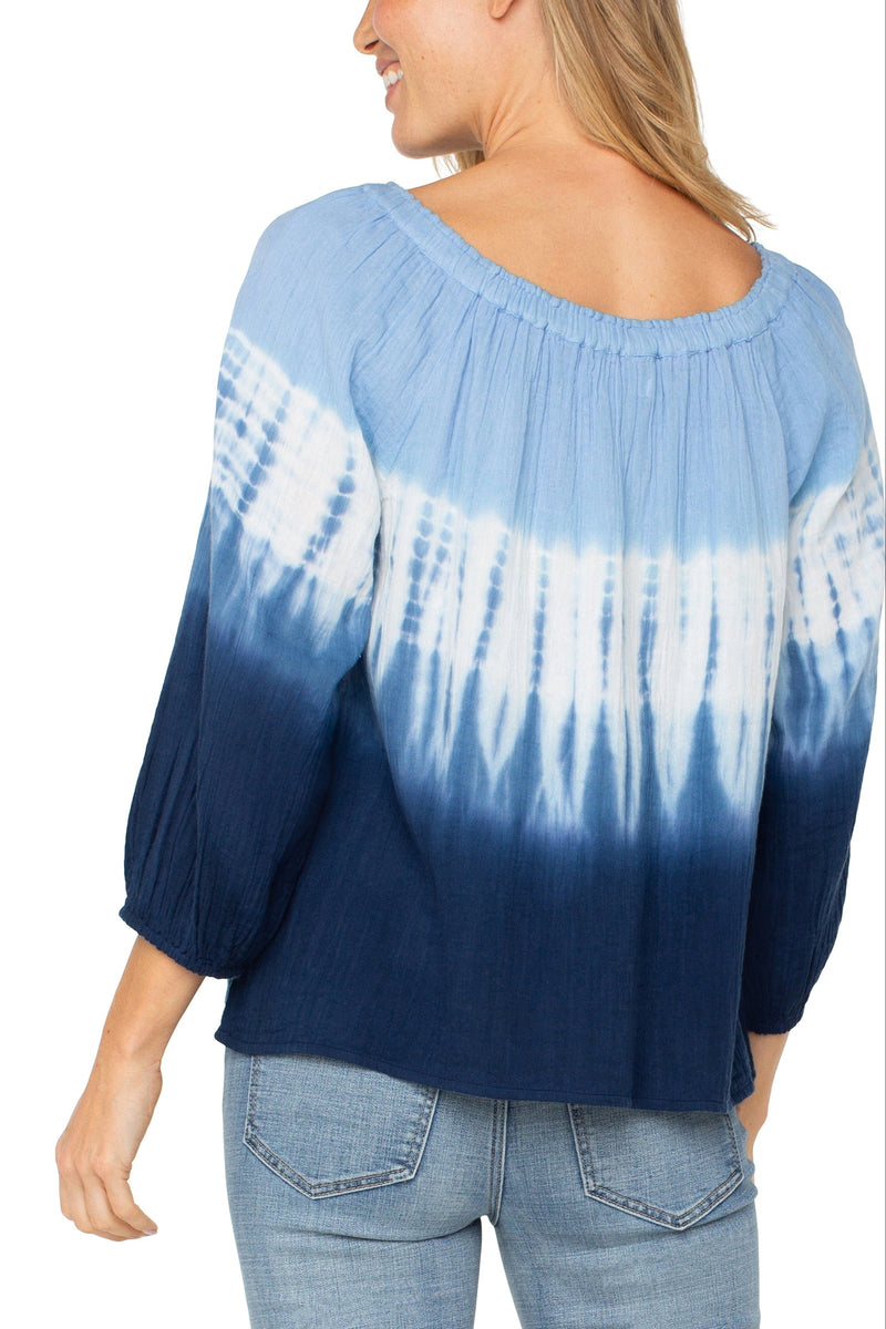 Tie Dye Boat Neck Woven Top