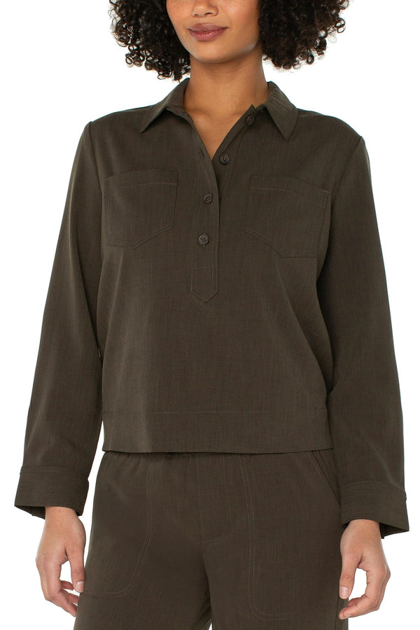 Popover Shirt With Elastic Hem