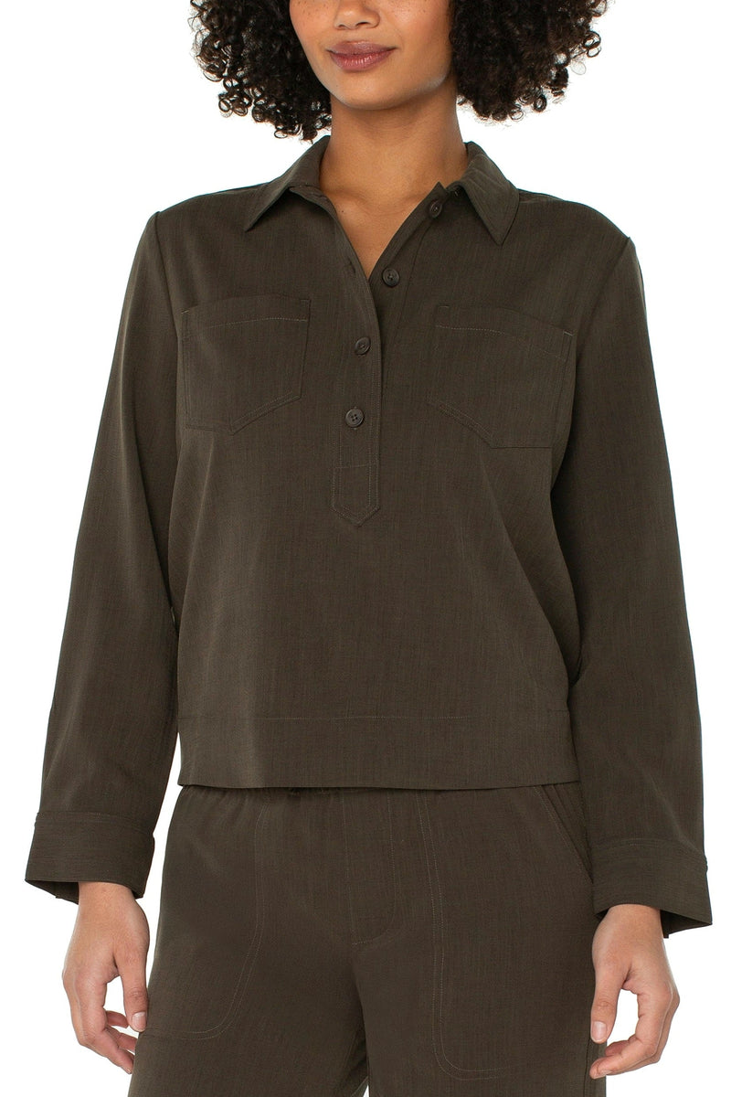 Popover Shirt With Elastic Hem