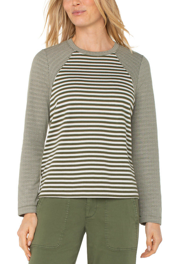 Long Sleeve Crew Neck Knit Top - forest shade