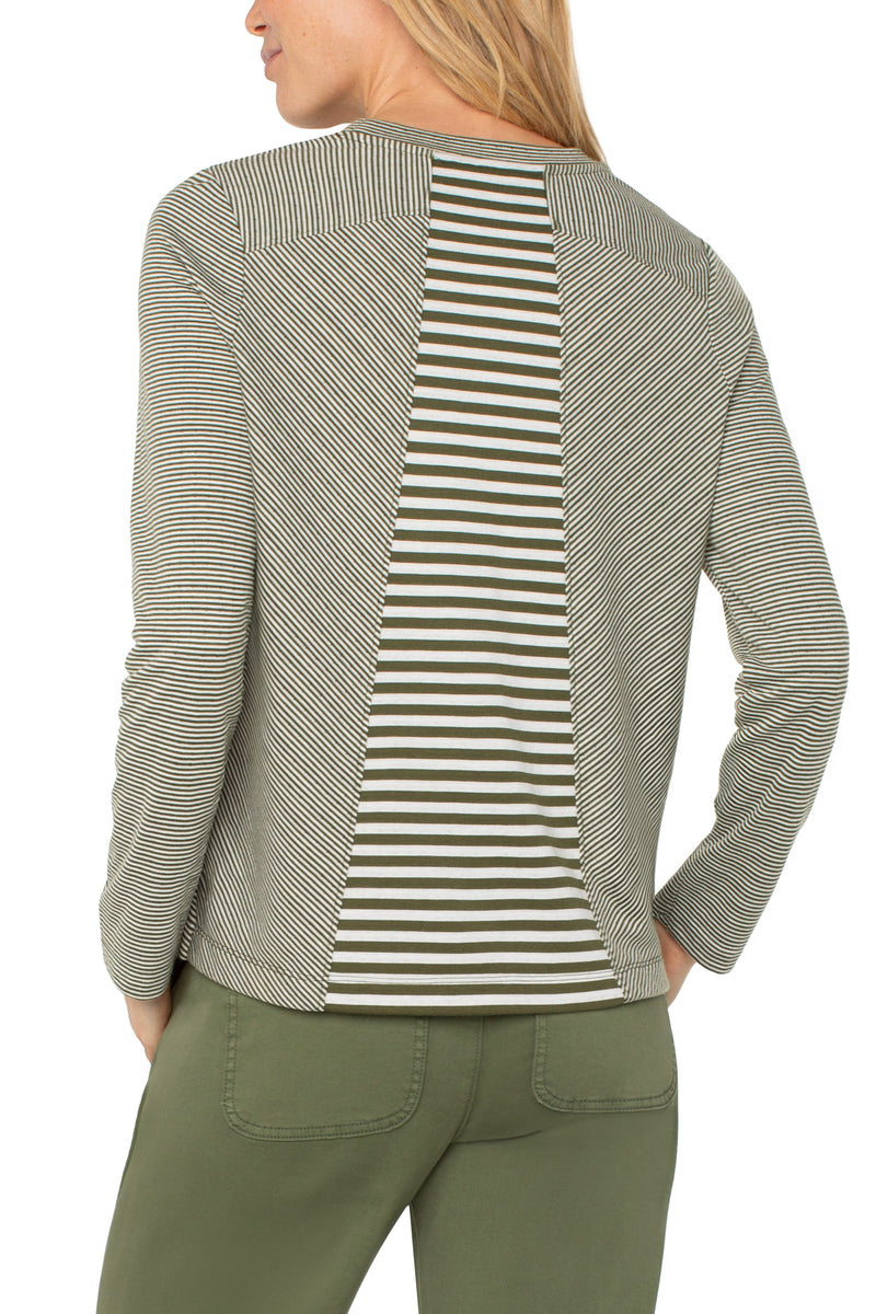 Long Sleeve Crew Neck Knit Top - forest shade