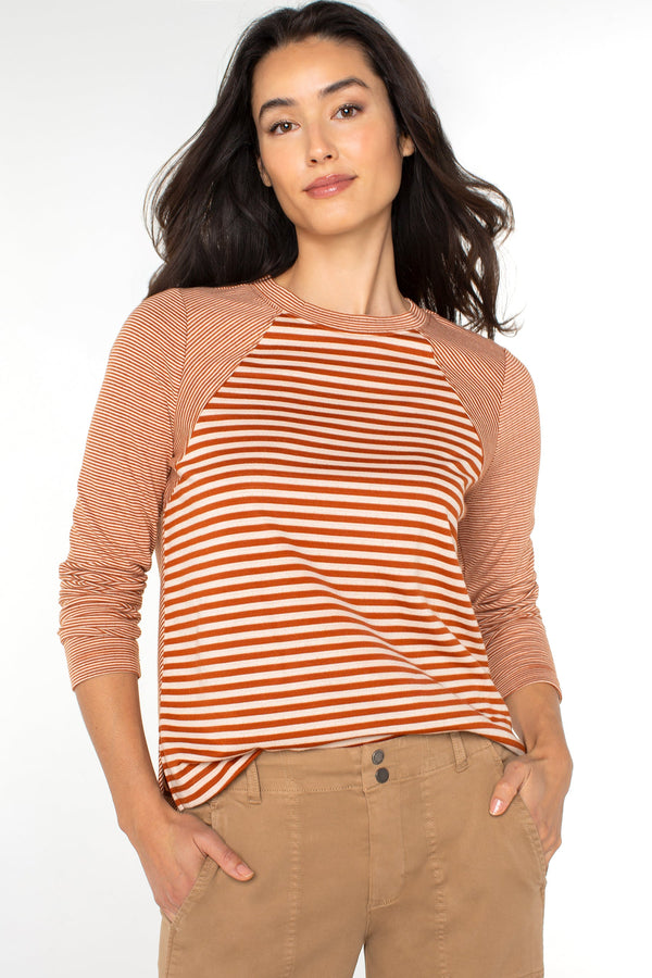 Long Sleeve Crew Neck Knit Top - ginger spice