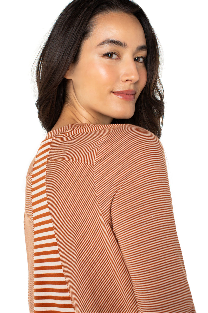Long Sleeve Crew Neck Knit Top - ginger spice