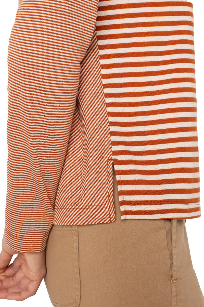 Long Sleeve Crew Neck Knit Top - ginger spice