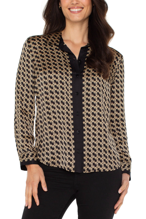 Printed Button Front Woven Shirt
