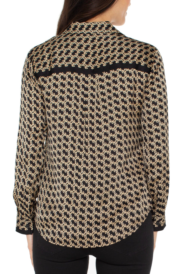 Printed Button Front Woven Shirt