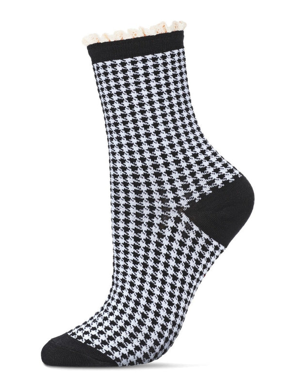 Houndstooth Lace Cuff | Crew Socks