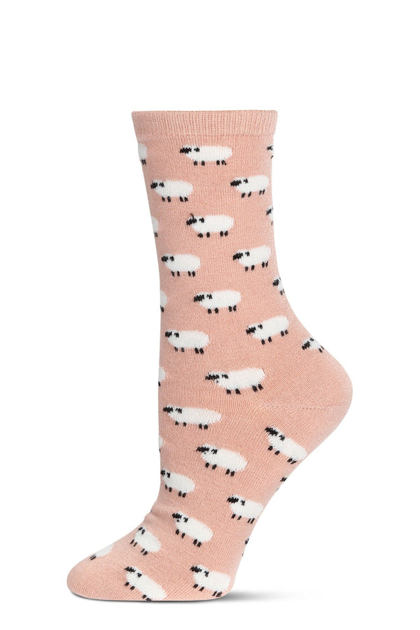 Soft White Sheep Cashmere Blend Crew Socks