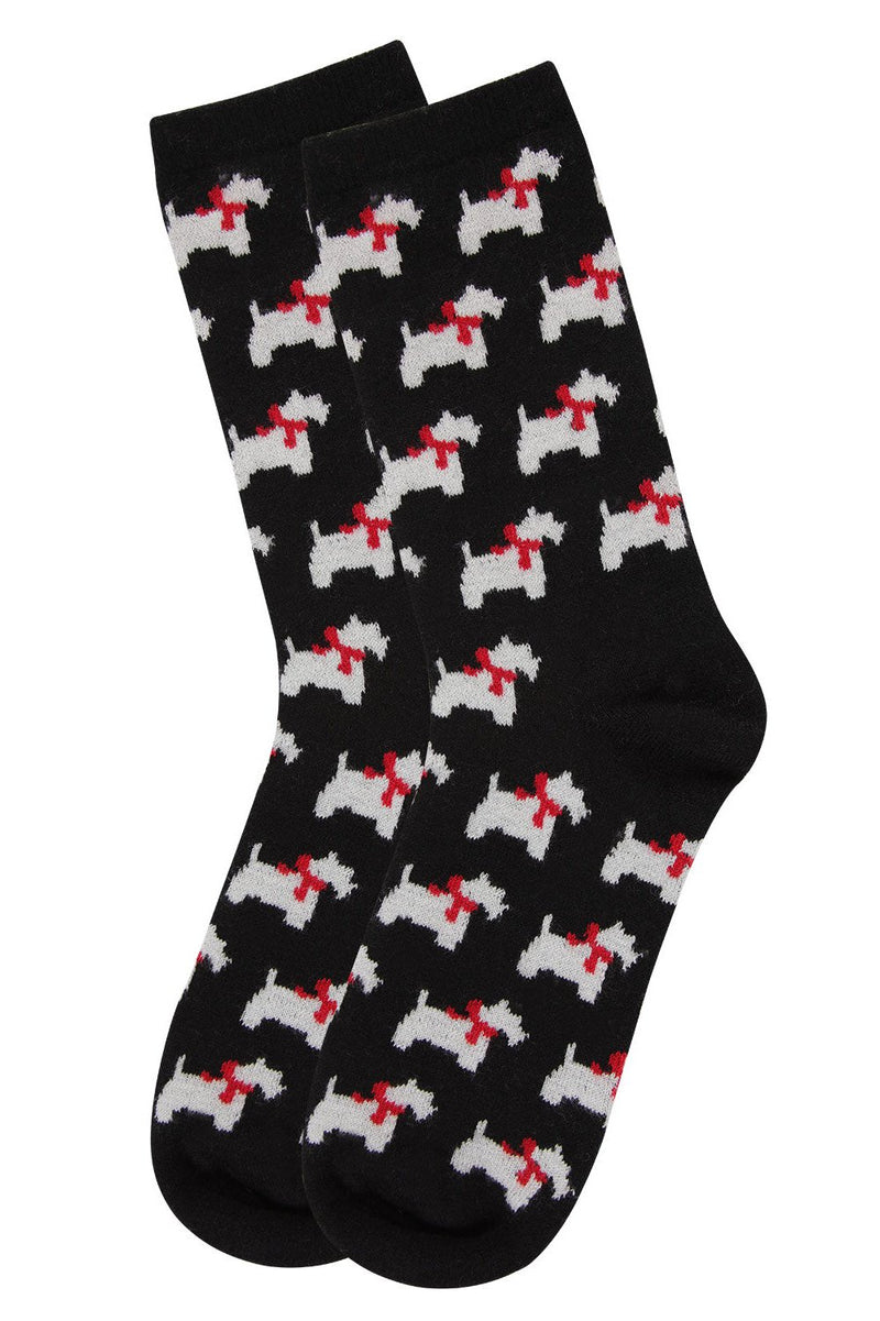 Ribbon Collar Dog | Cashmere Blend Crew Socks