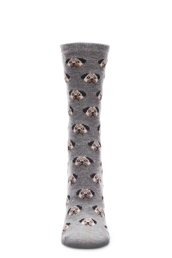 Pretty Puppy Dog Face Cashmere Blend Crew Socks
