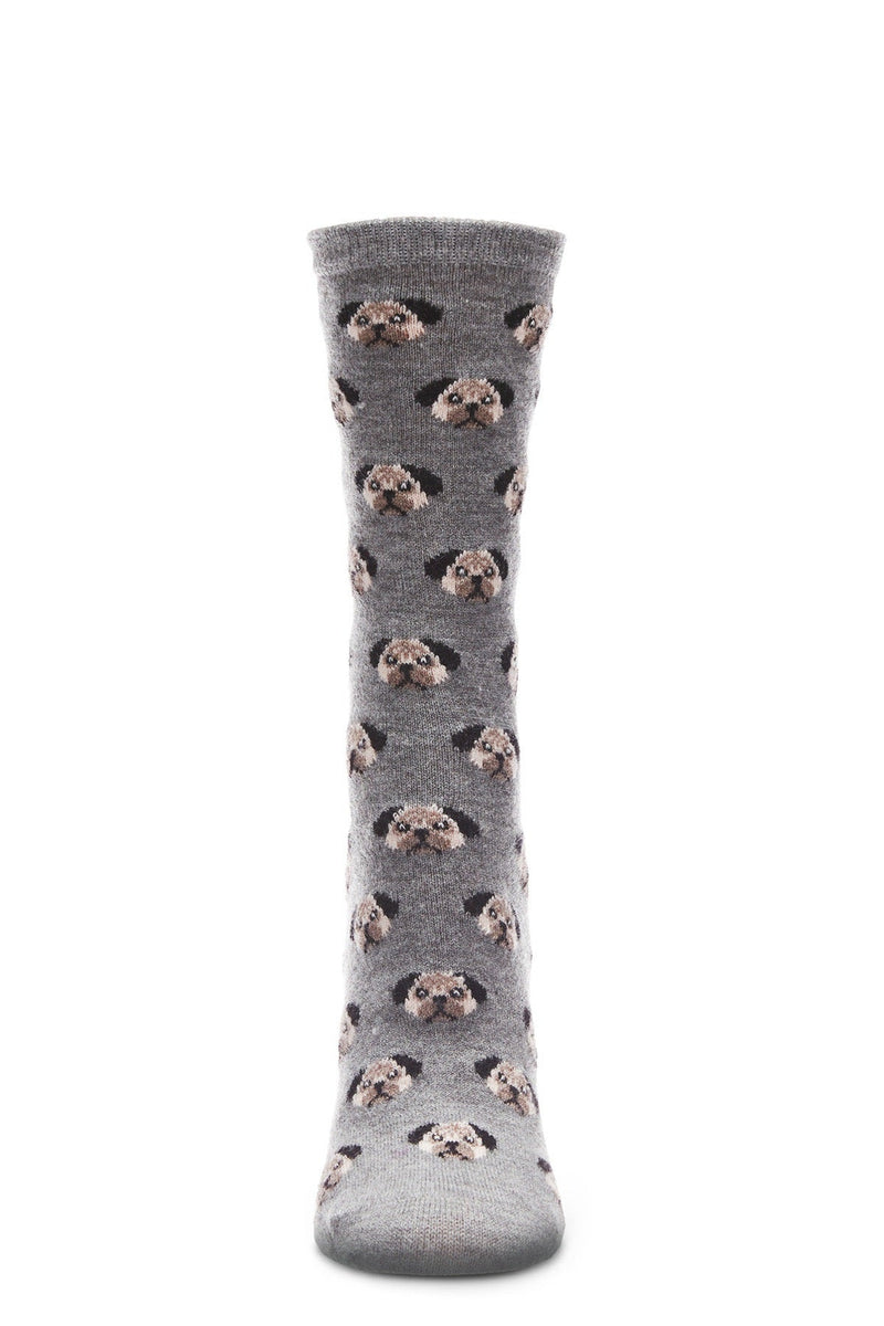Pretty Puppy Dog Face Cashmere Blend Crew Socks