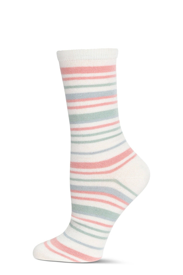 Soft Striped Cashmere Blend Crew Socks