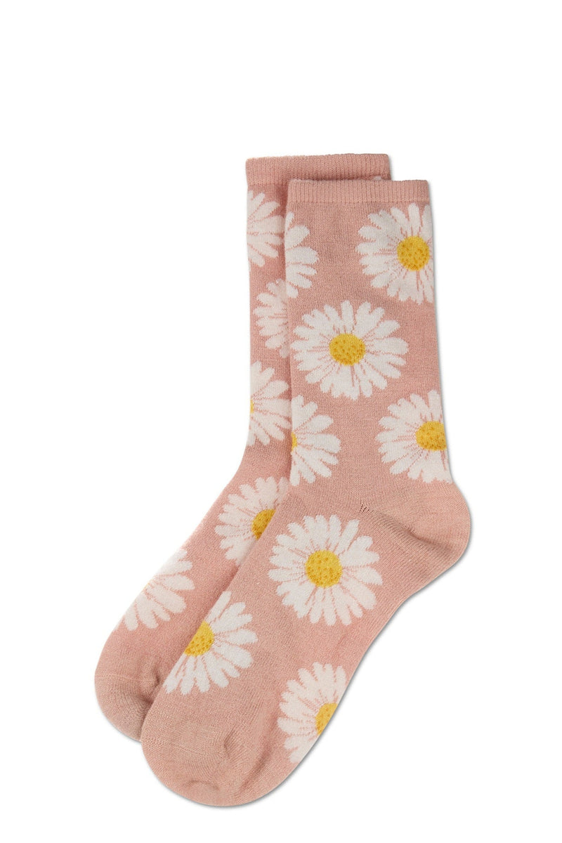 Daisies Cashmere Blend Crew Socks