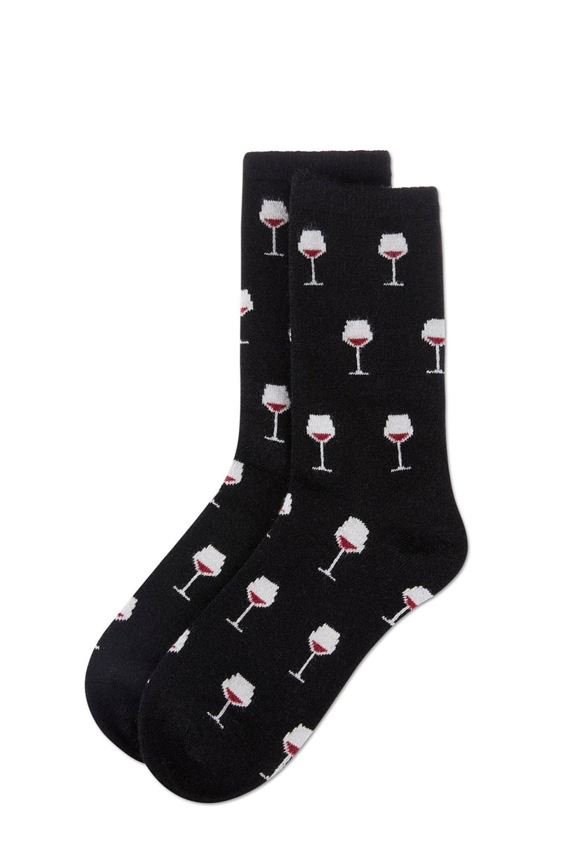 Wine Cashmere Blend Crew Socks