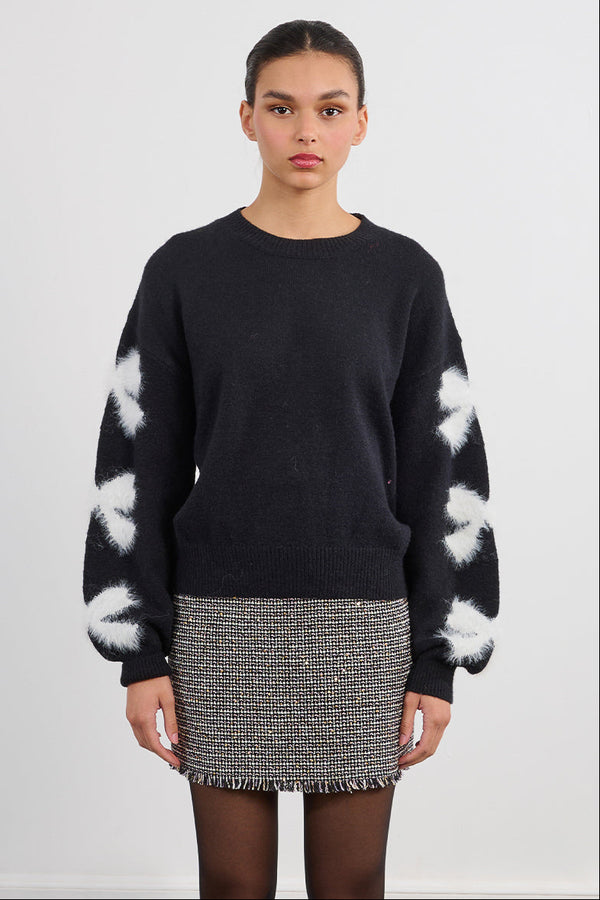 Fuzzy Embellished Sweater