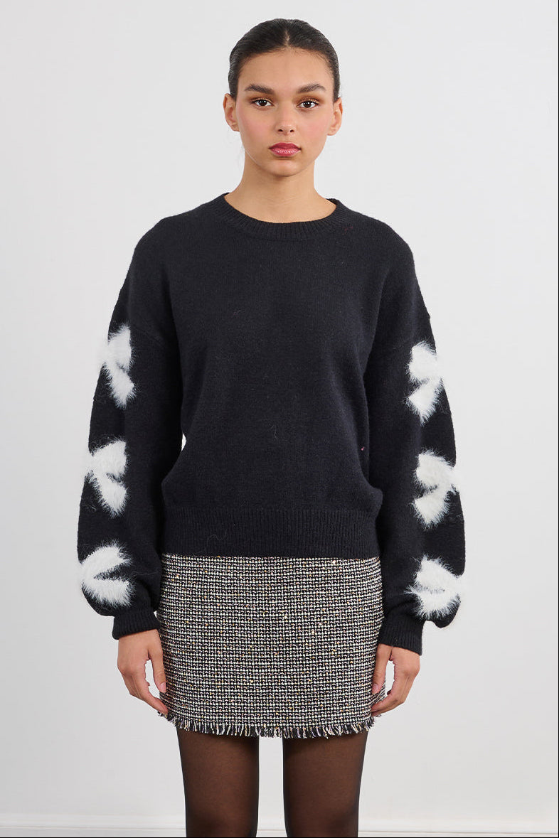 Fuzzy Embellished Sweater