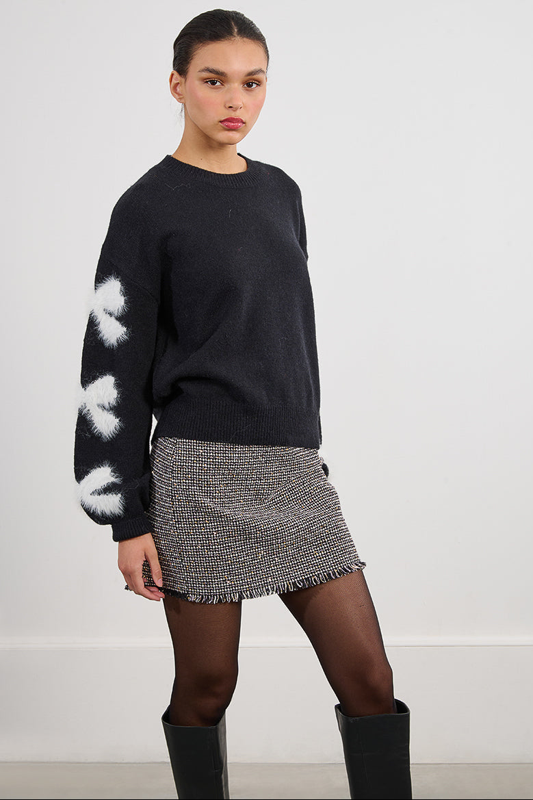 Fuzzy Embellished Sweater
