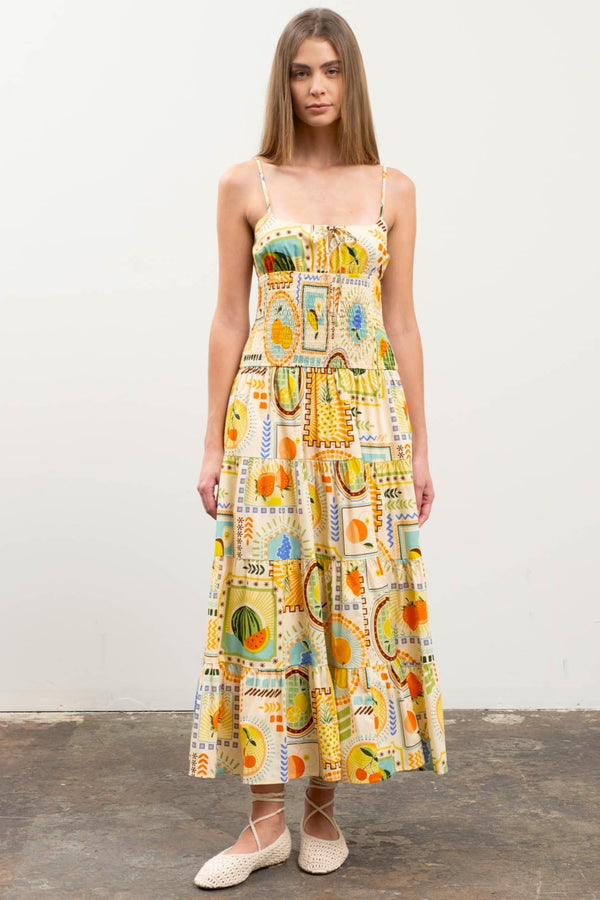 Fruit Tile Midi Dress