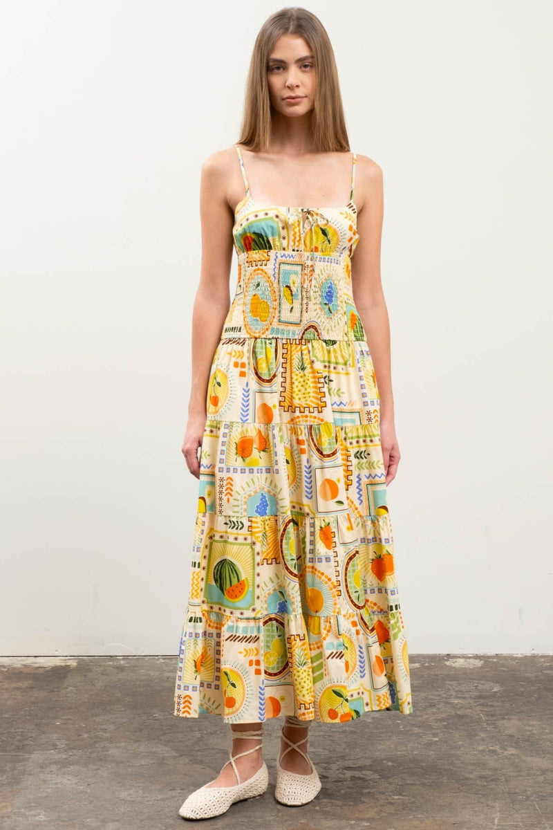 Fruit Tile Midi Dress