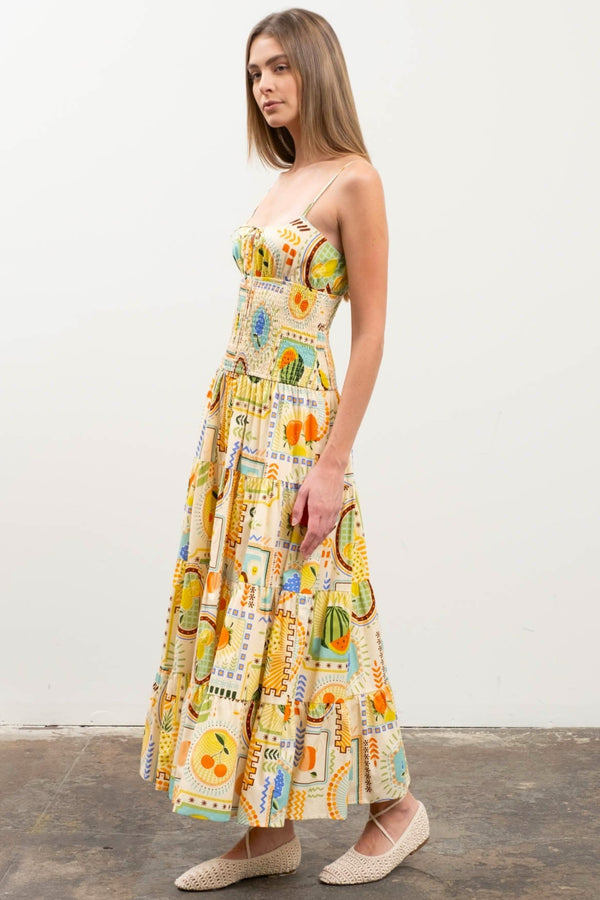 Fruit Tile Midi Dress