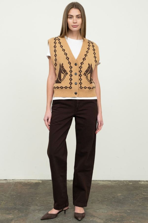 Jacquard Horse Knit Vest