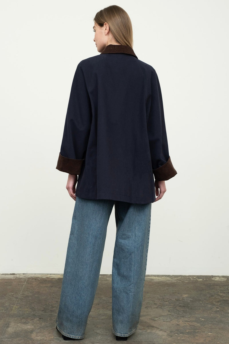 Contrast Corduroy Oversized Jacket