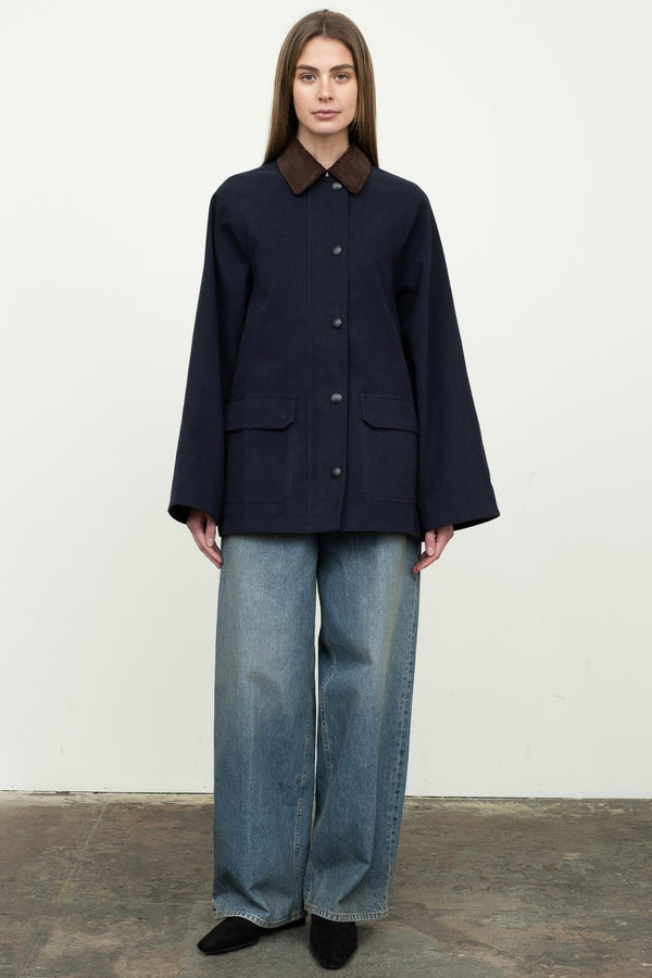 Contrast Corduroy Oversized Jacket