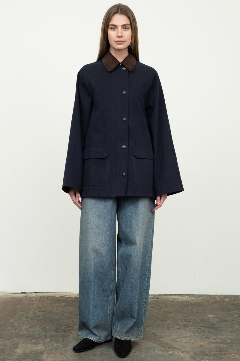 Contrast Corduroy Oversized Jacket