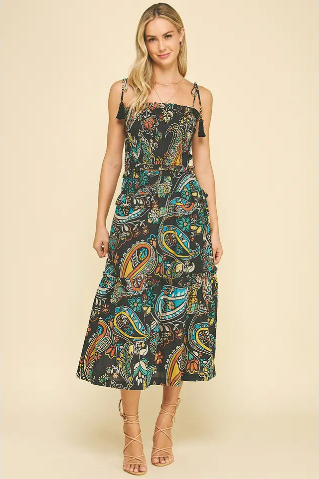 Paisley Print Midi Skirt