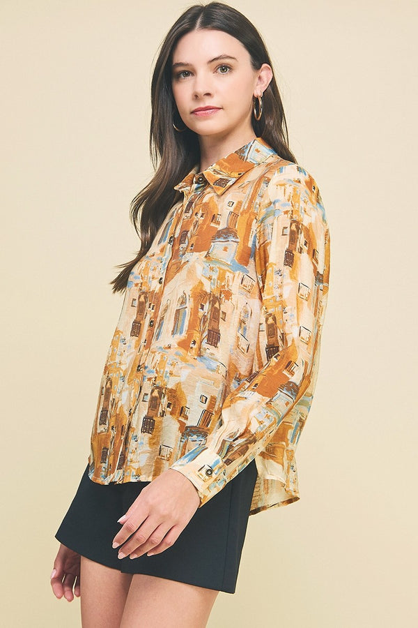 Printed Button Down Shirt